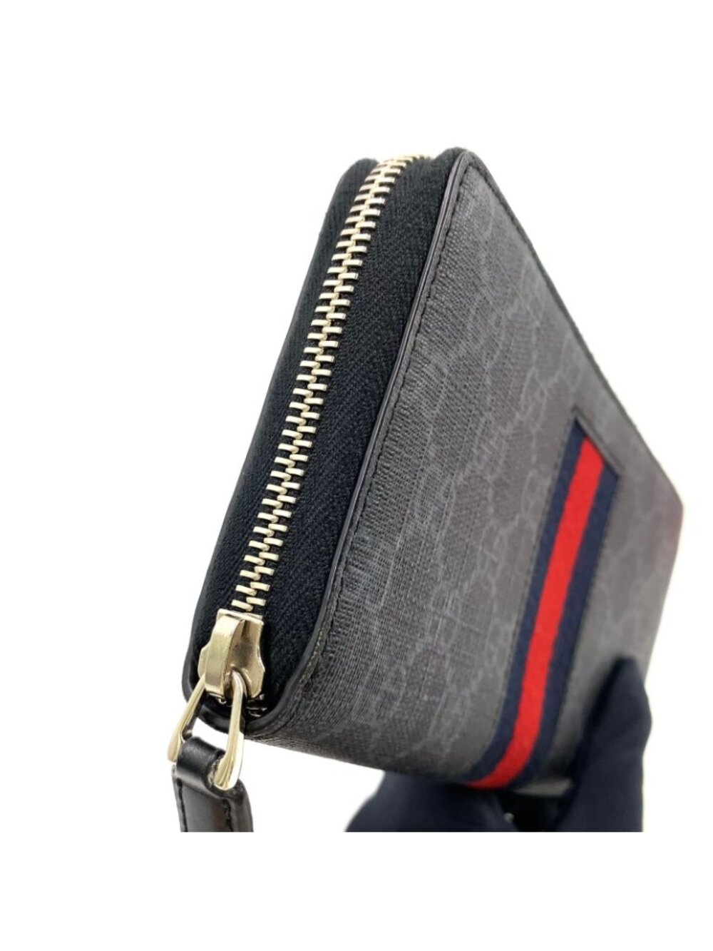 Gucci Guccissima Sherry Line Zip Around Leather Black Multicolor Wallet Silver - Picture 15 of 15